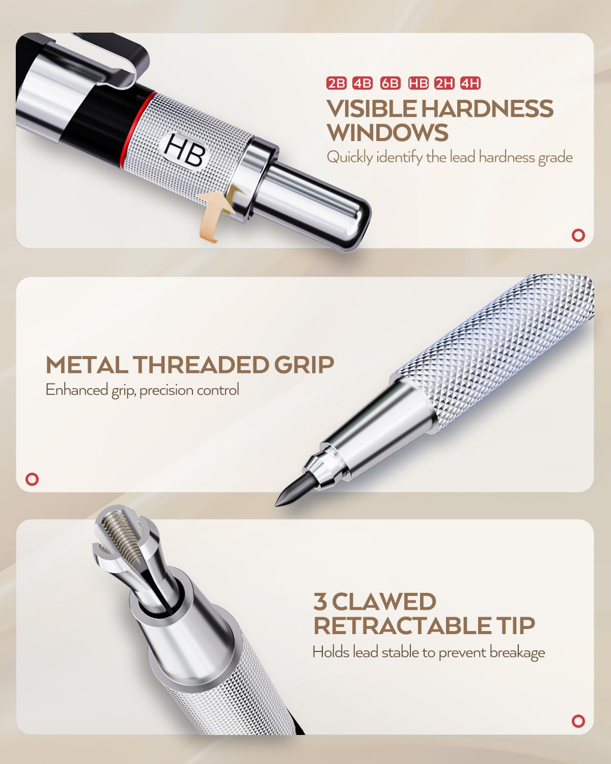 35PCS Art Mechanical Pencils Set, 3 PCS Metal Drafting Pencil 0.5 mm & 0.7 mm &