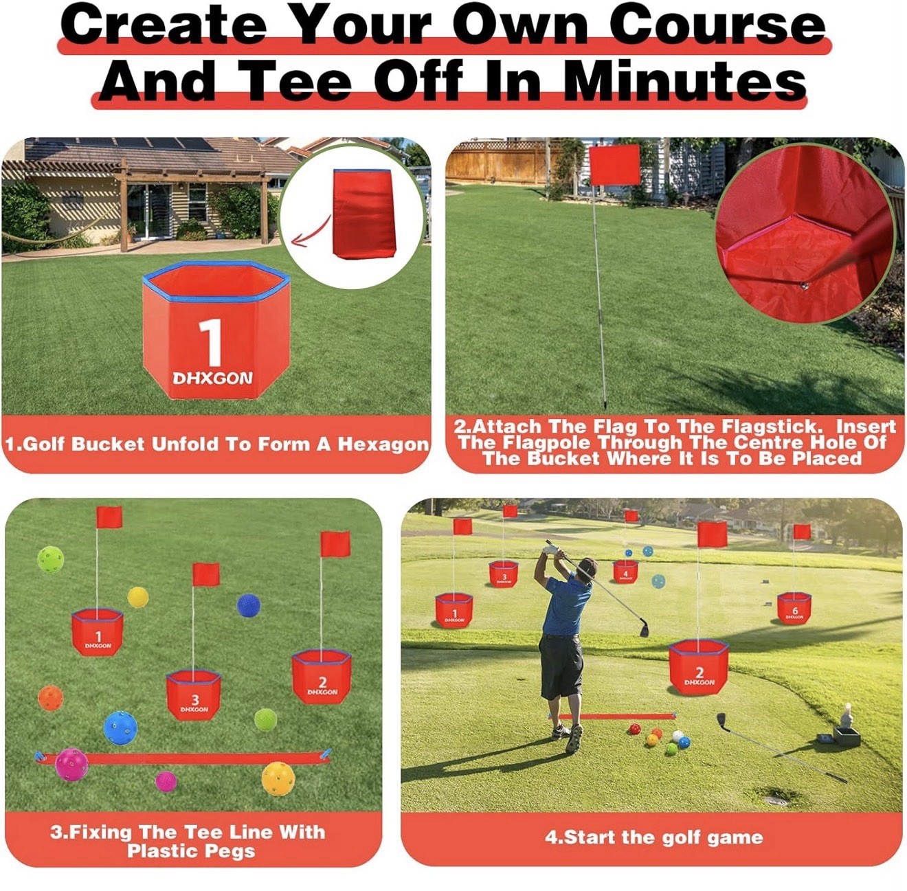 Backyard Golf Game with 2 Clubs, Portable 9 Hole Golf Course