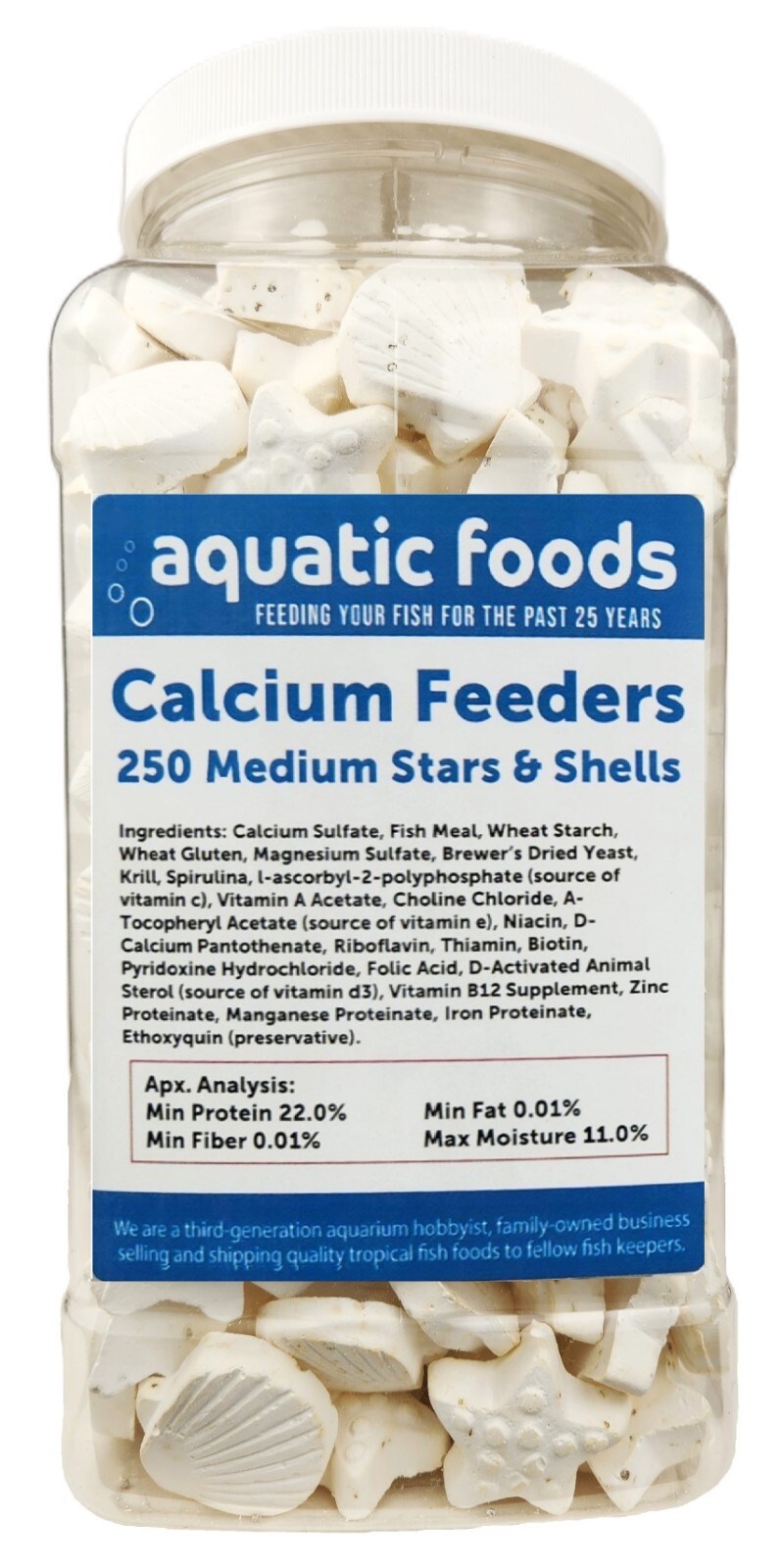 Calcium Feeder Stars & Shells for Shrimp, Snails, Crabs, Crayfish, Tropical Fish