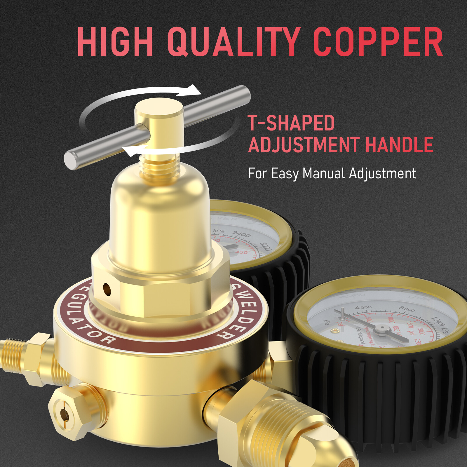 Nitrogen Regulator, 0-600 PSI, 0-4000PSI Output Pressure,CGA580 Inlet Connection