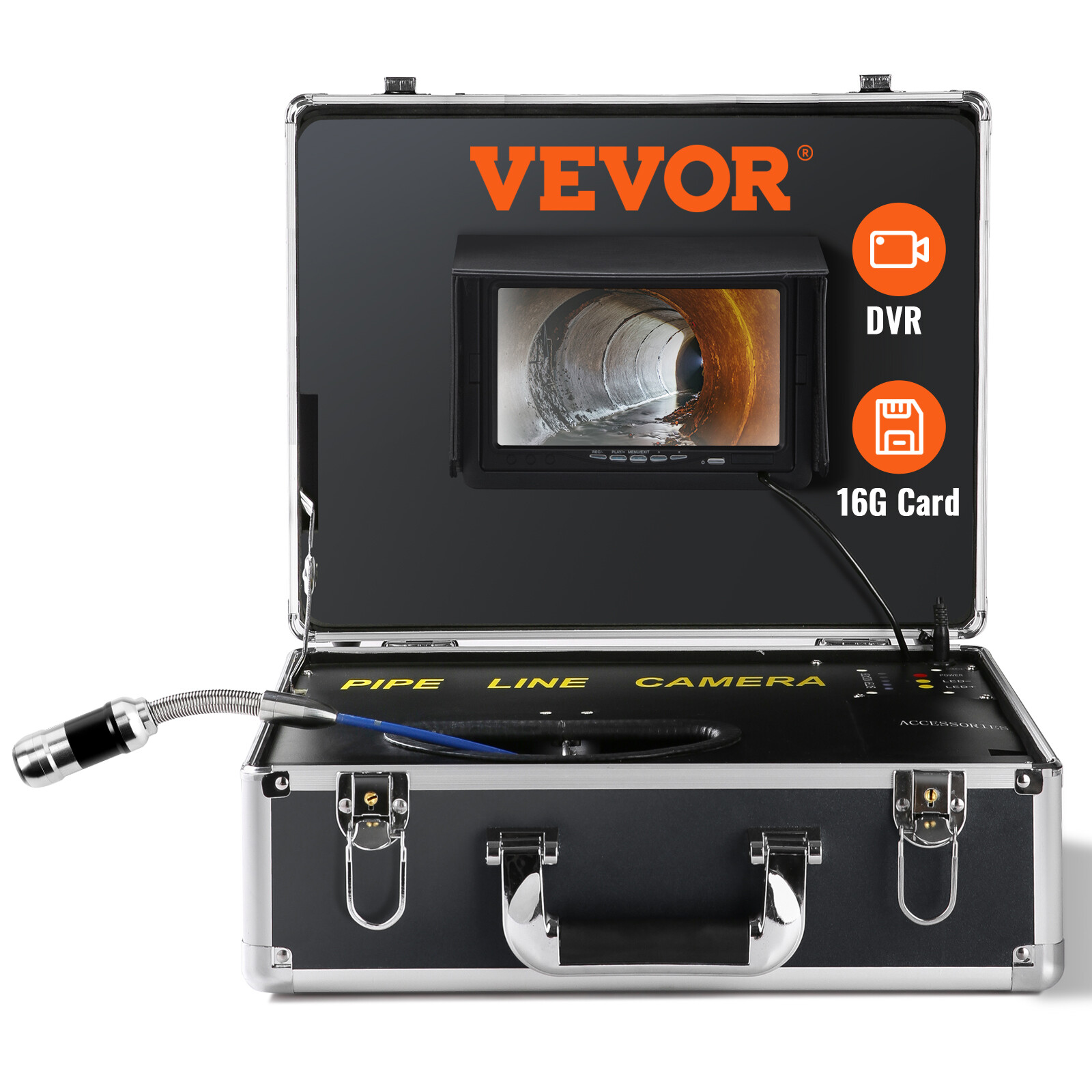 VEVOR 50m/165ft Sewer Camera Pipe Inspection Drain Camera 7 inch Screen