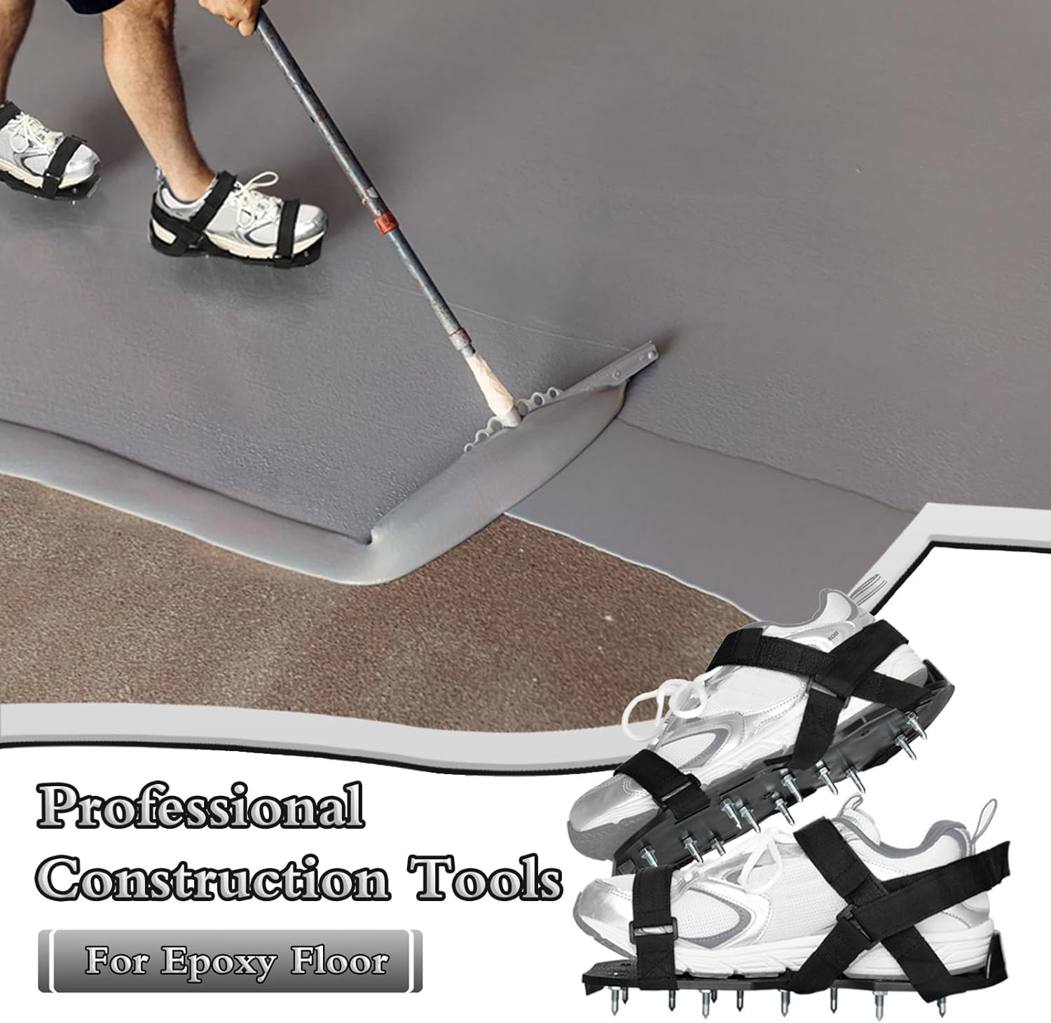 Spike Shoes for Epoxy Flooring Epoxy Shoes with 3/4" Short Spikes for Garage Flo