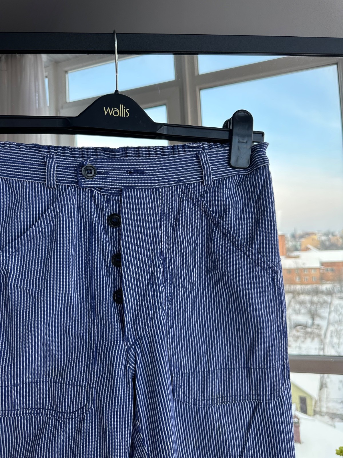 Vintage Worker 60s-70s French Workwear Striped Cotton Pants Sz S