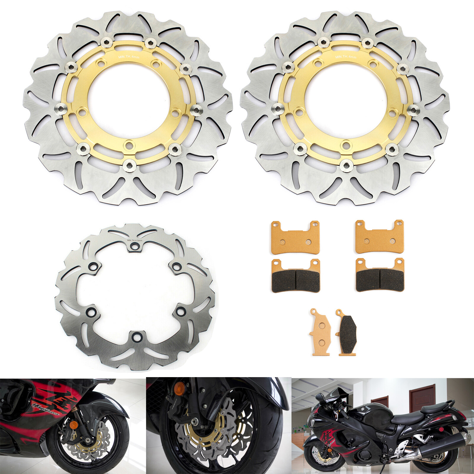 For Suzuki Front Rear Brake Rotors Discs Hayabusa GSX 1300 R GSX1300R 2008-2012