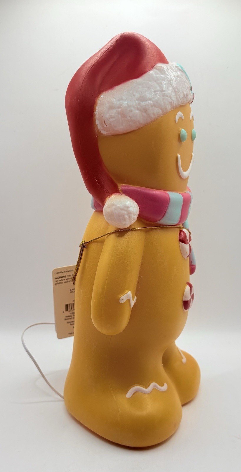 Holiday Time Gingerbread Blow Mold Tabletop Santa Hat And Candy