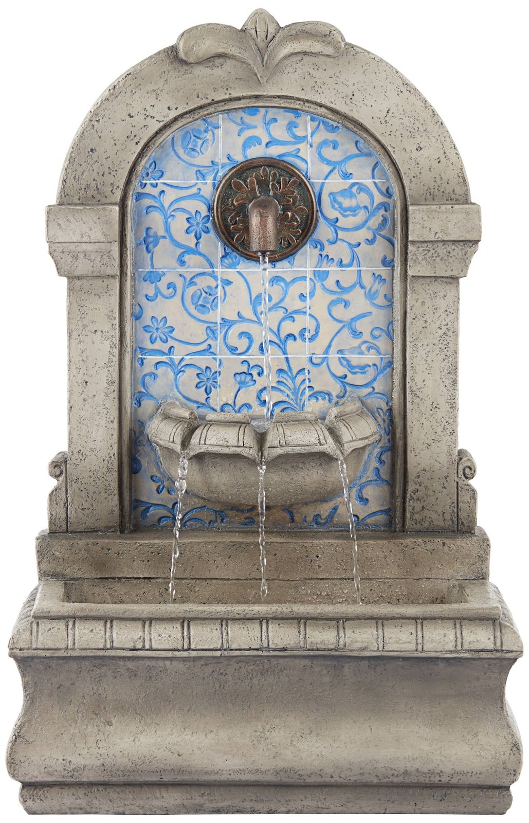 Manhasset Modern Cascading Outdoor Wall Water Fountain