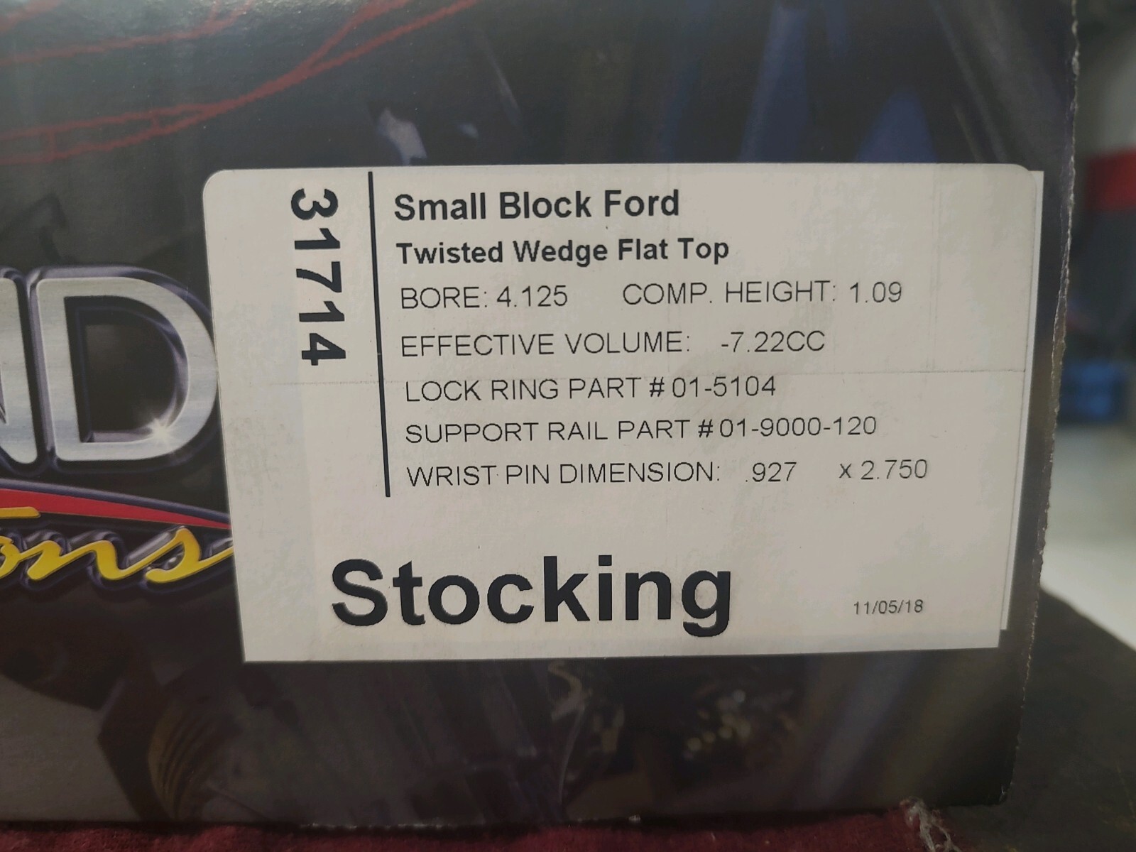 Diamond Pistons 31714-8 Small Block Ford 302/351 Twisted Wedge Street Strip Flat