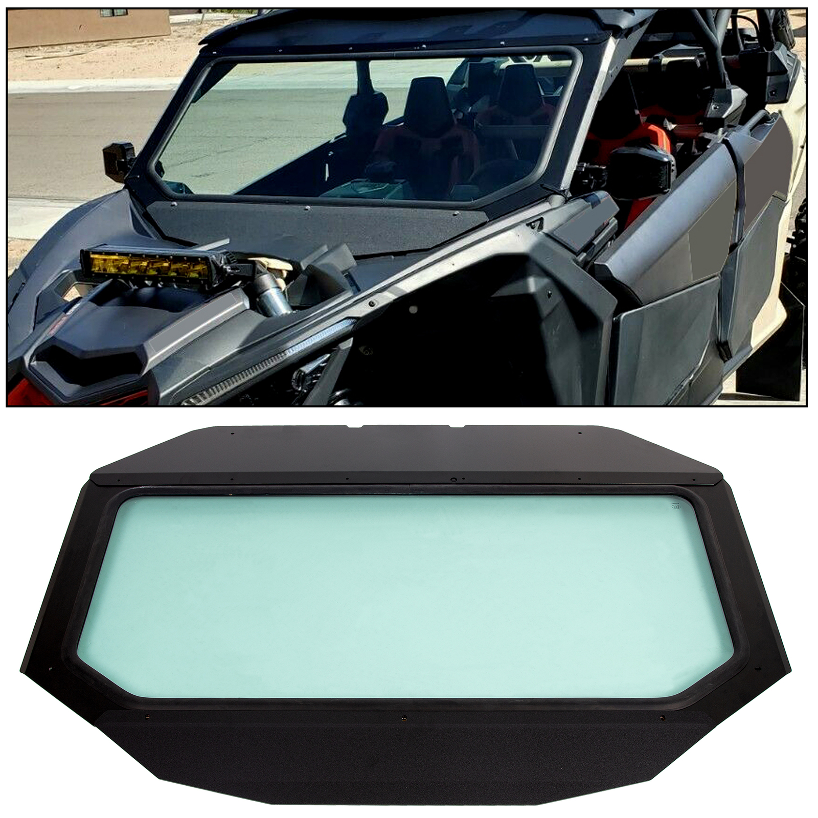 Full Glass Windshield W/O wiper For 17-23 Can-Am Maverick X3 XDS XRS- UV Protect