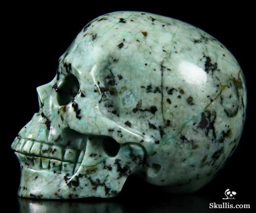 2.0" African Turquoise Carved Crystal Skull, Realistic