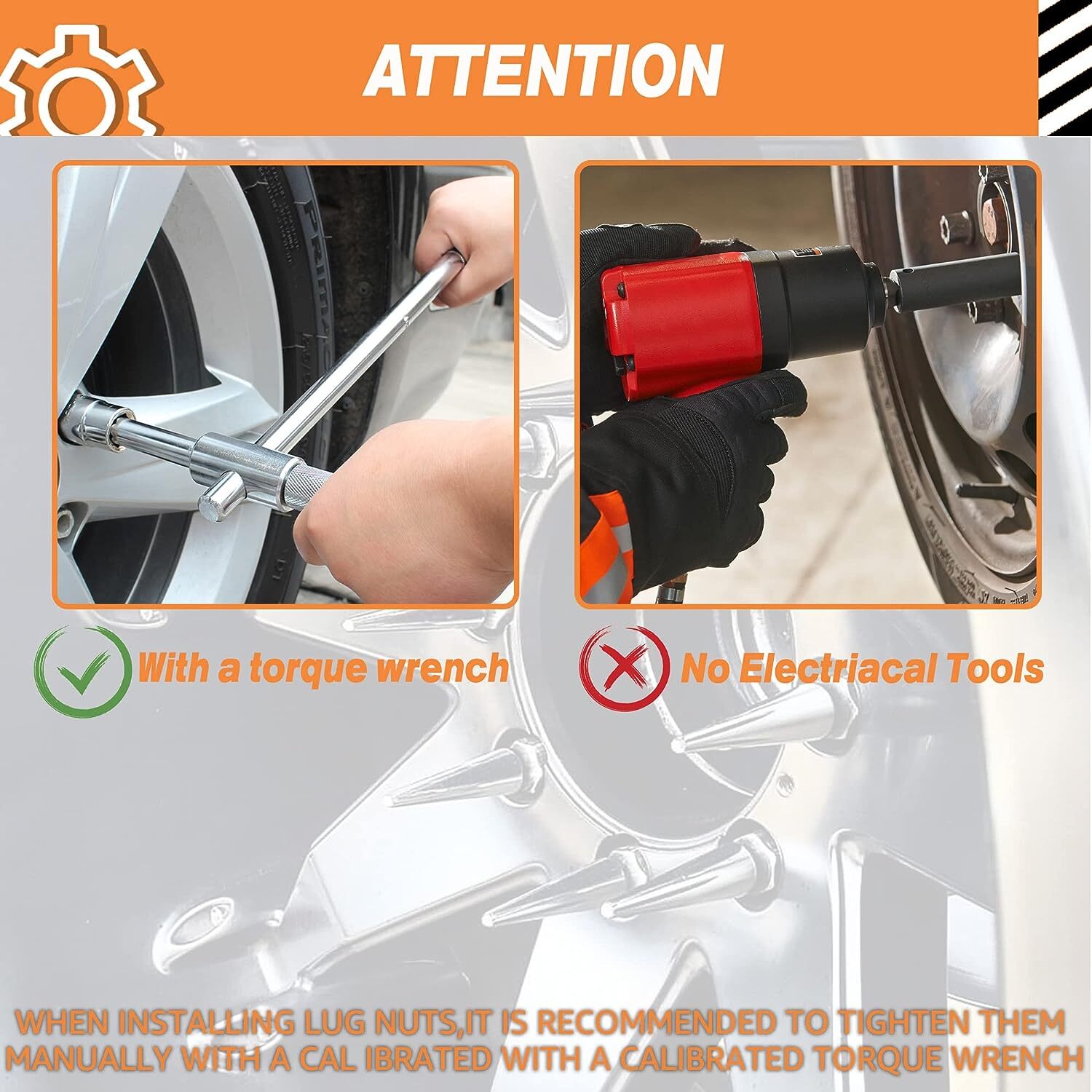 24 PCS Spike Lug Nuts 14x1.5 For Chevy Silverado Tahoe 4.4" Tall with Key