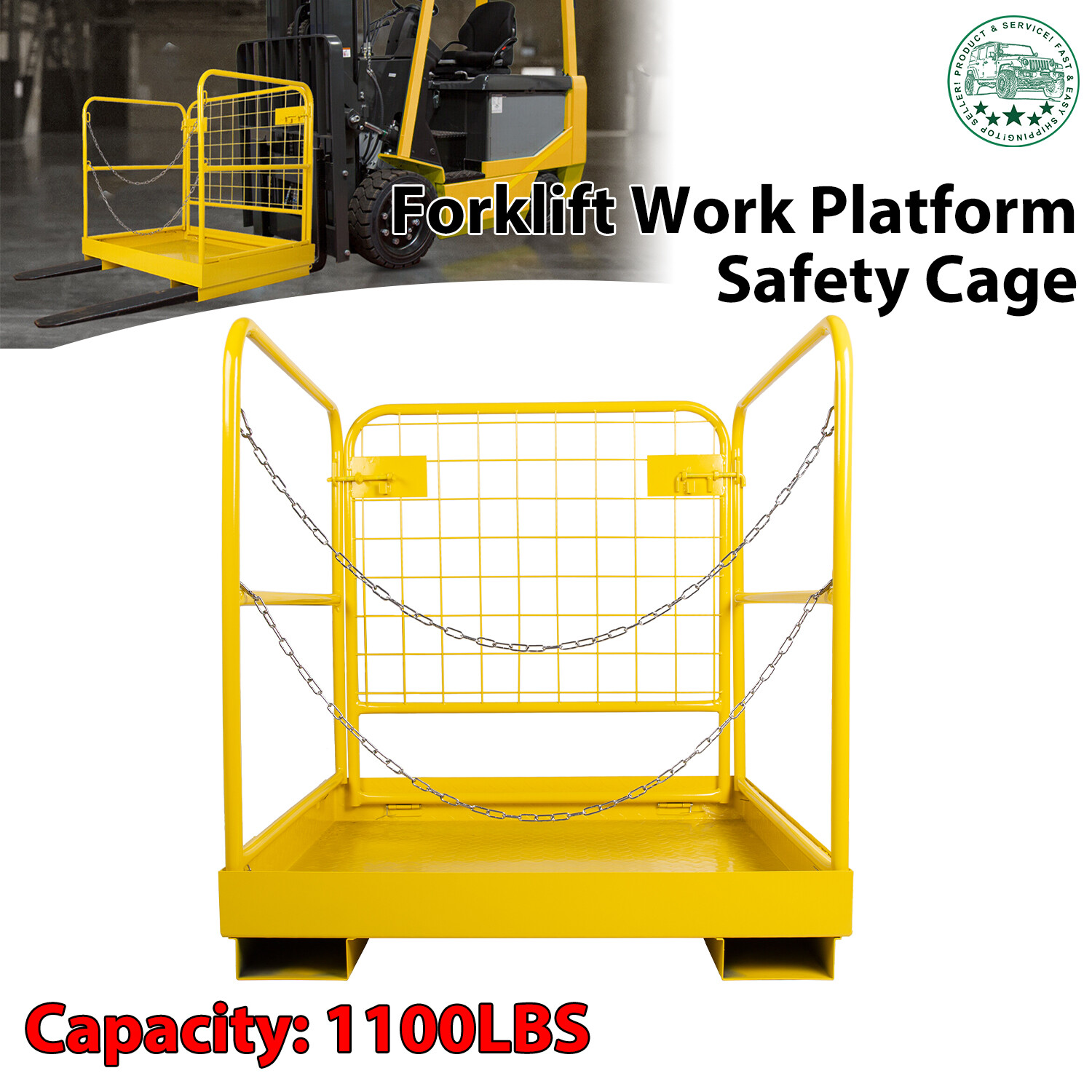 Forklift Safety Cage Work Platform 36 x 36 inch Construction Lift Basket 1100lbs
