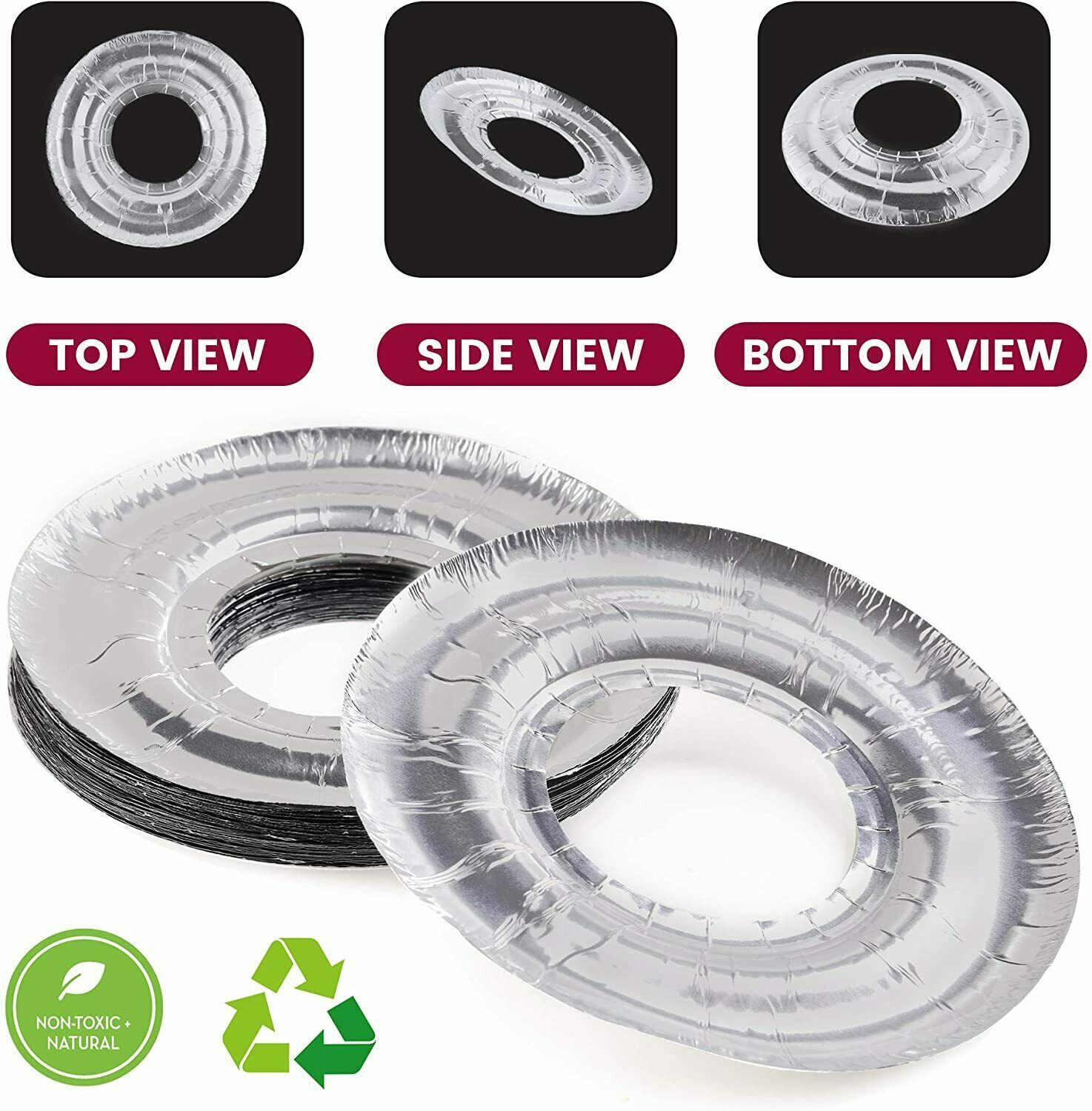 100Pack Disposable Gas Burner Liners 7.5"Aluminum Foil Round Stove Burner Covers