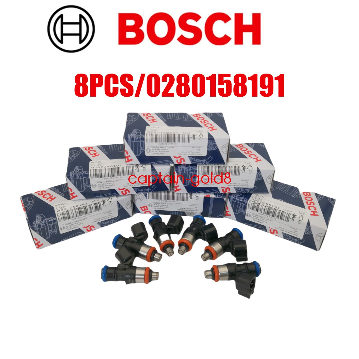BOSCH 6x Original OEM 0280158191 For Ford Fuel Injectors 2011-17 3.5L 3.7L