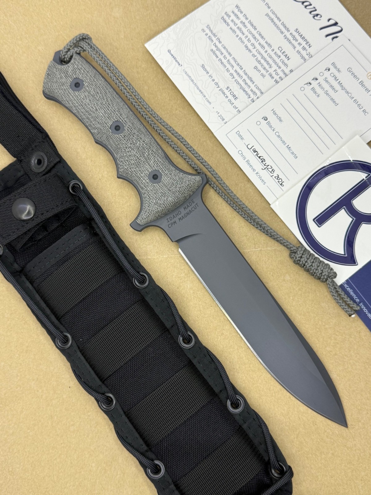 🌟 CHRIS REEVE GREEN BERET COMBAT KNIFE 7" SPEAR POINT PLAIN EDGE MAGNACUT BLADE