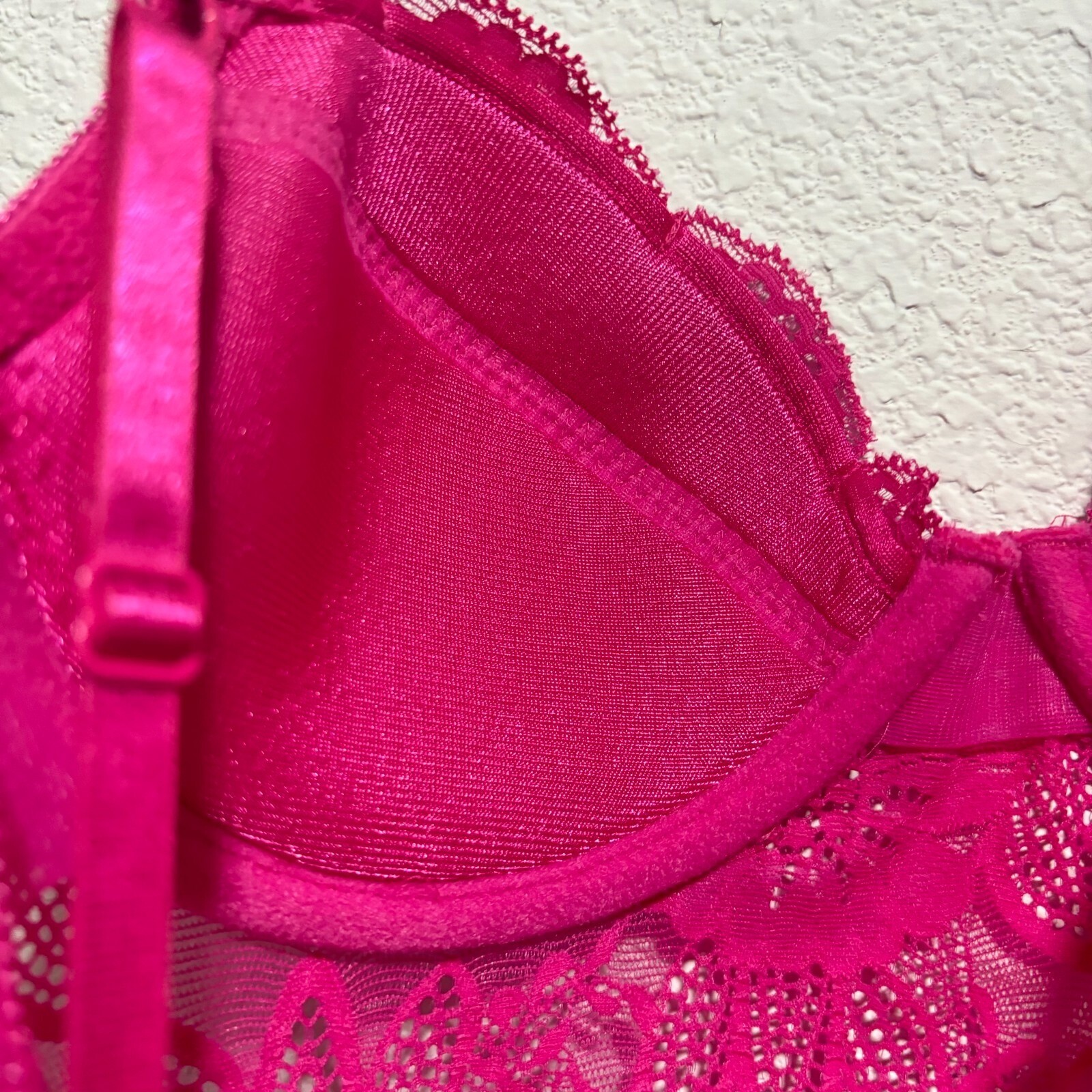 Victoria's Secret Hot Pink Floral Lace Underwire Chemise Slip Dress 34C Y2K