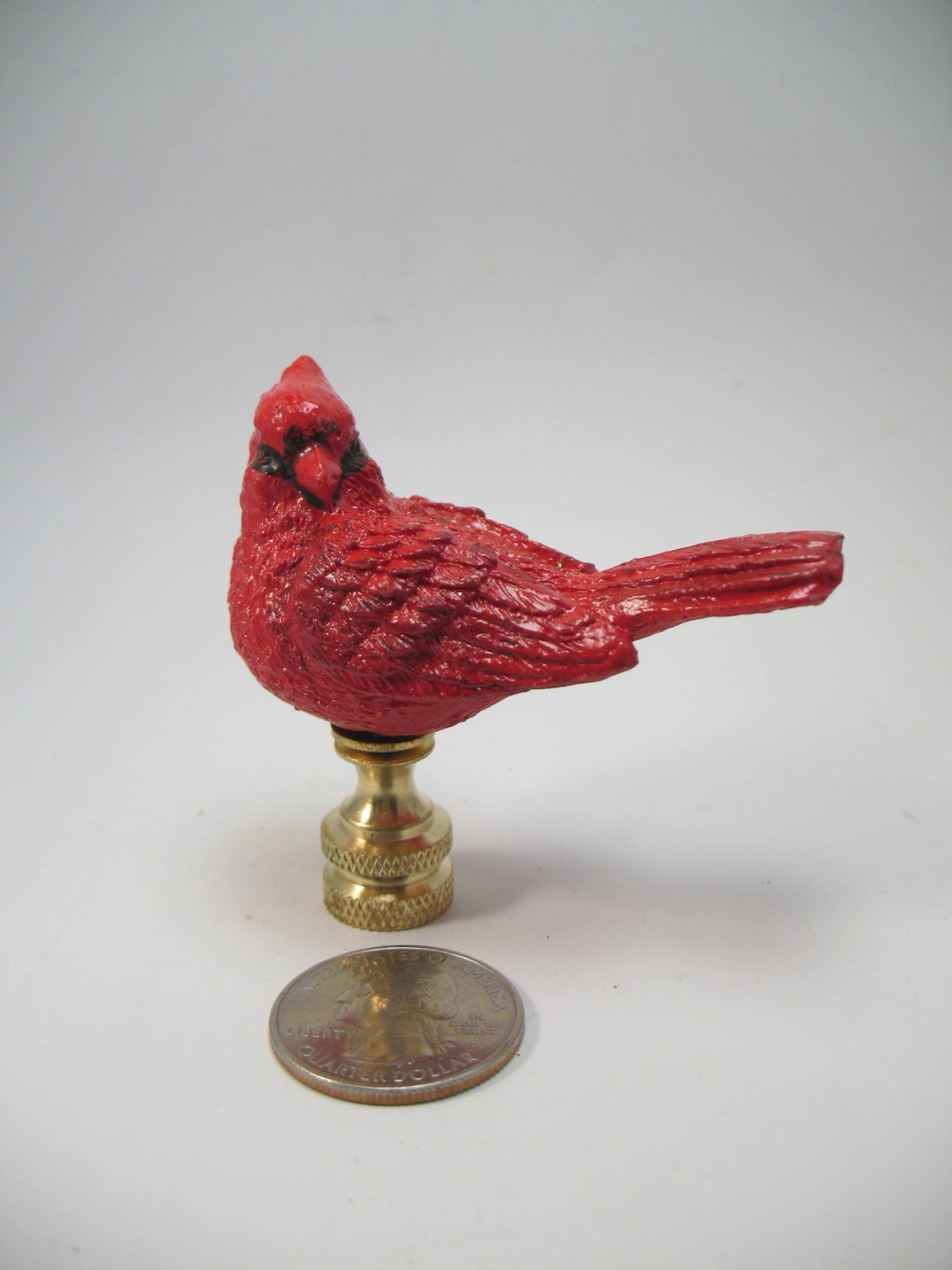 Lamp Finial Red Bird Cardinal Brass Hardware 46BD