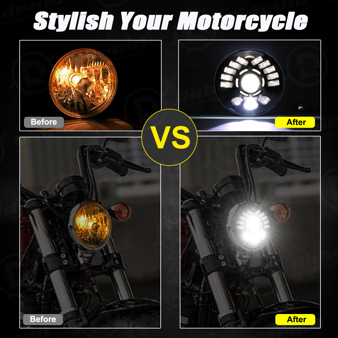 For Harley Ultra Classic Electra Glide FLHTCU 7" LED Headlight Fog Passing Lamp