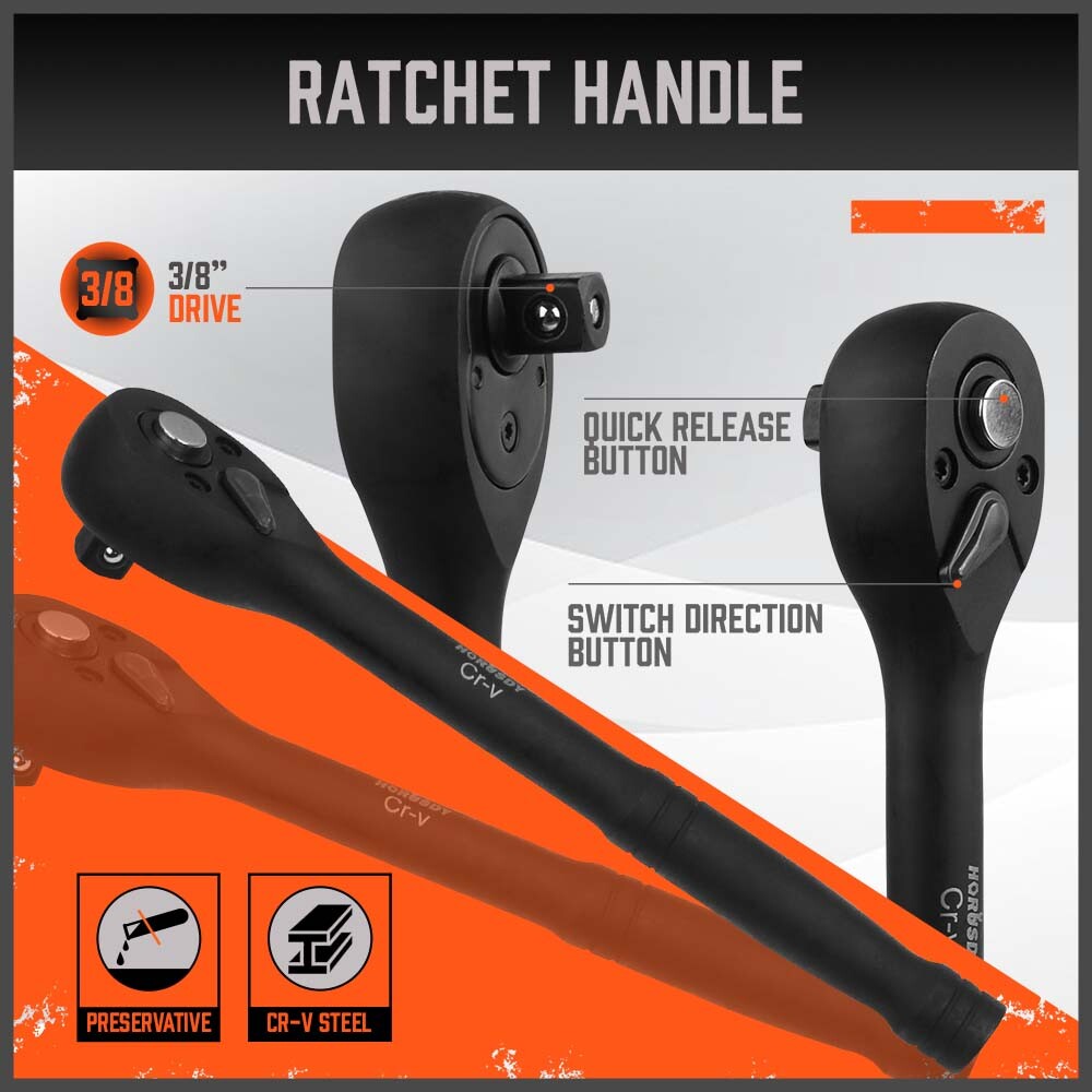 50PCS Impact Socket 3/8" DR Shallow & Deep SAE & Metric w/ Carry Case