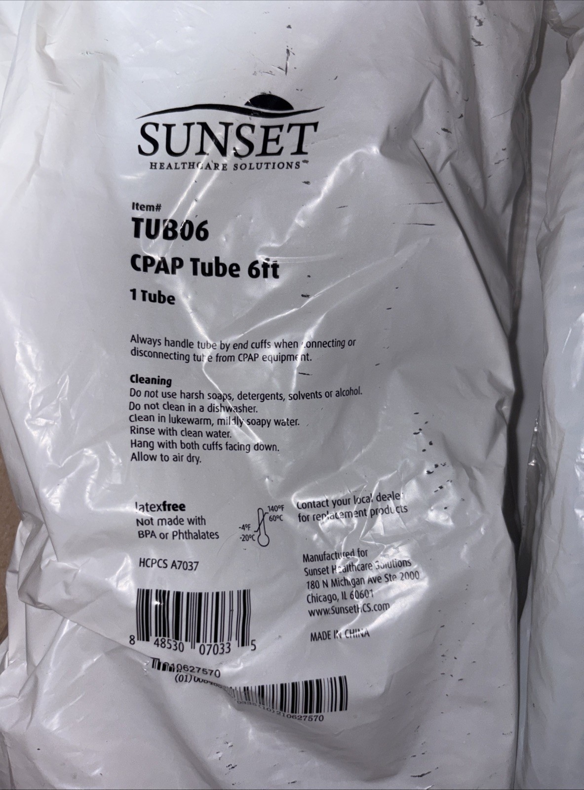 2 CPAP Tubing Flexible Hose 6 Foot Sunset TUB06 Brand NEW SEALED Bag
