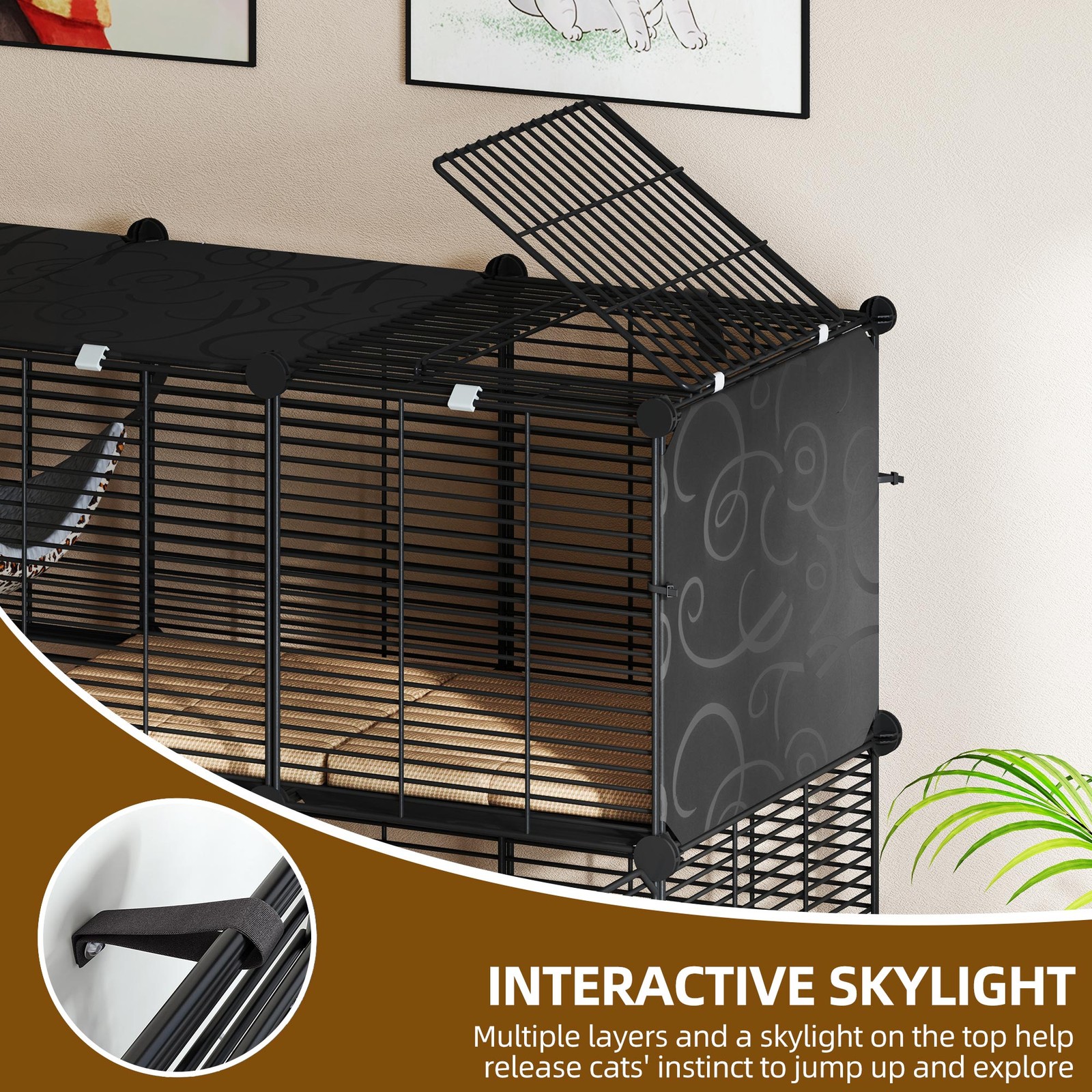 3 Tiers Indoor Cat Cage Spacious Play Area for 1-3 Small Kittens w/ Litter Box