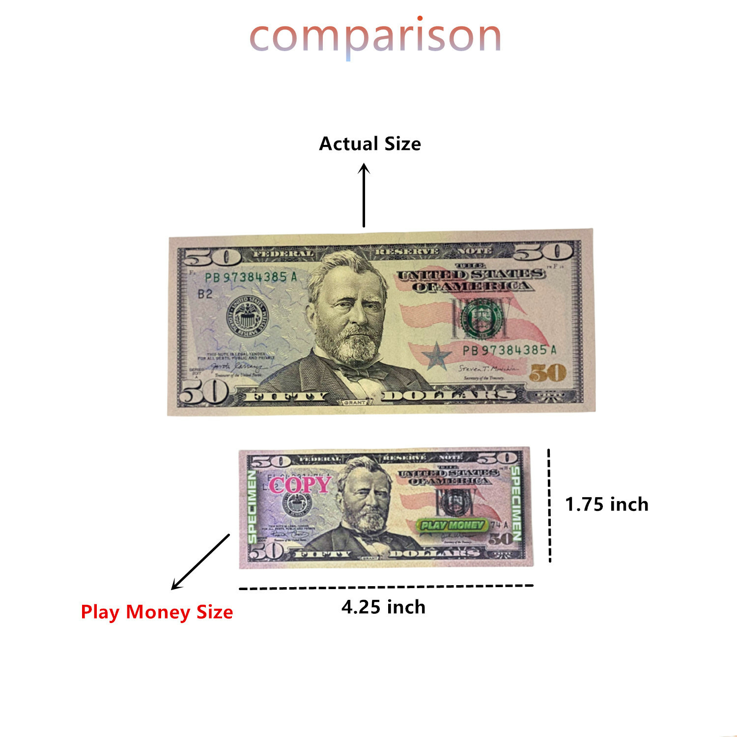 240 PC Educational Play Money Set, Print 1 Side - Bills of 1, 5, 10, 20, 50, 100