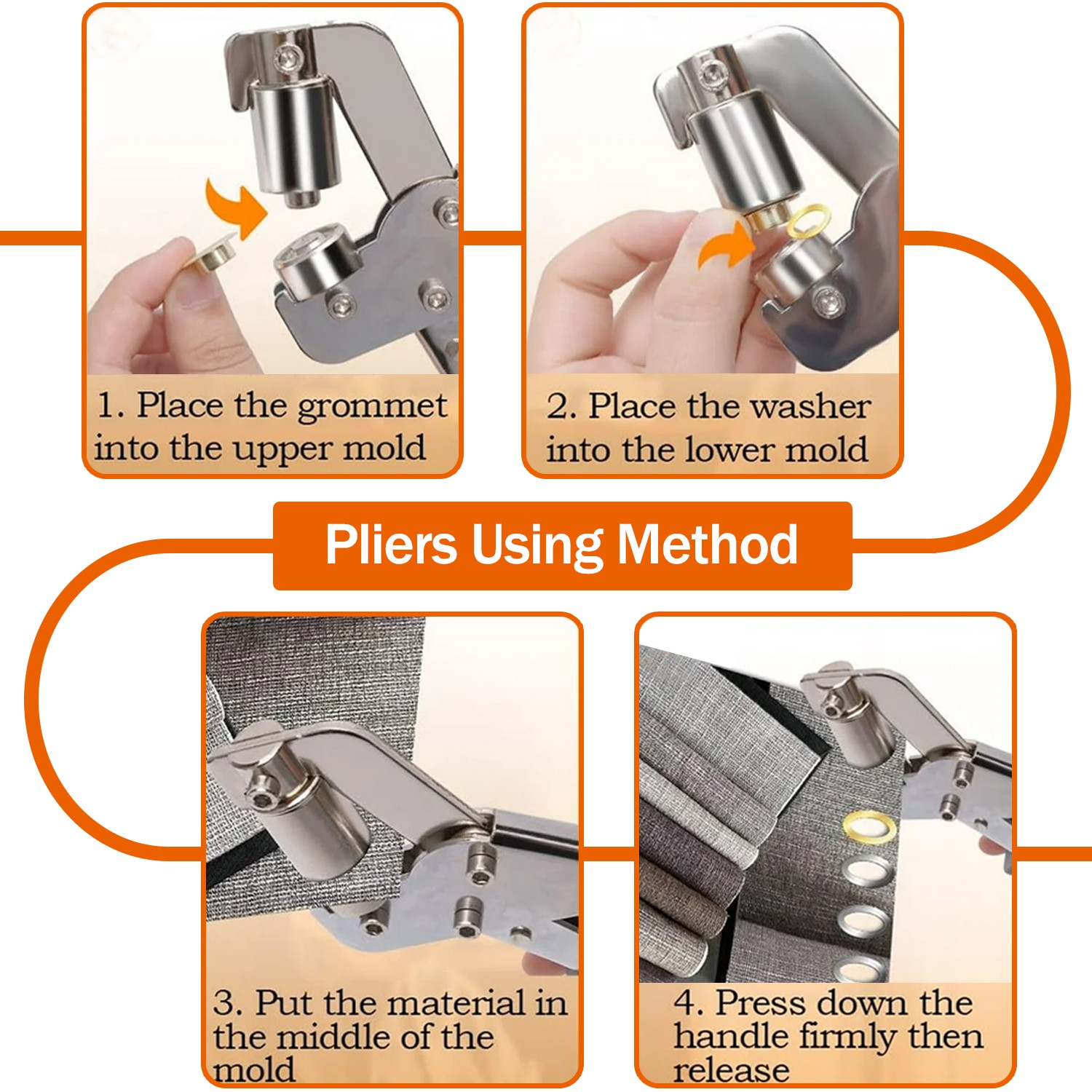 Grommet Tool Kit, Handheld Hole Punch Pliers, Hammer, Hole Punch, 400PCS Eyelets