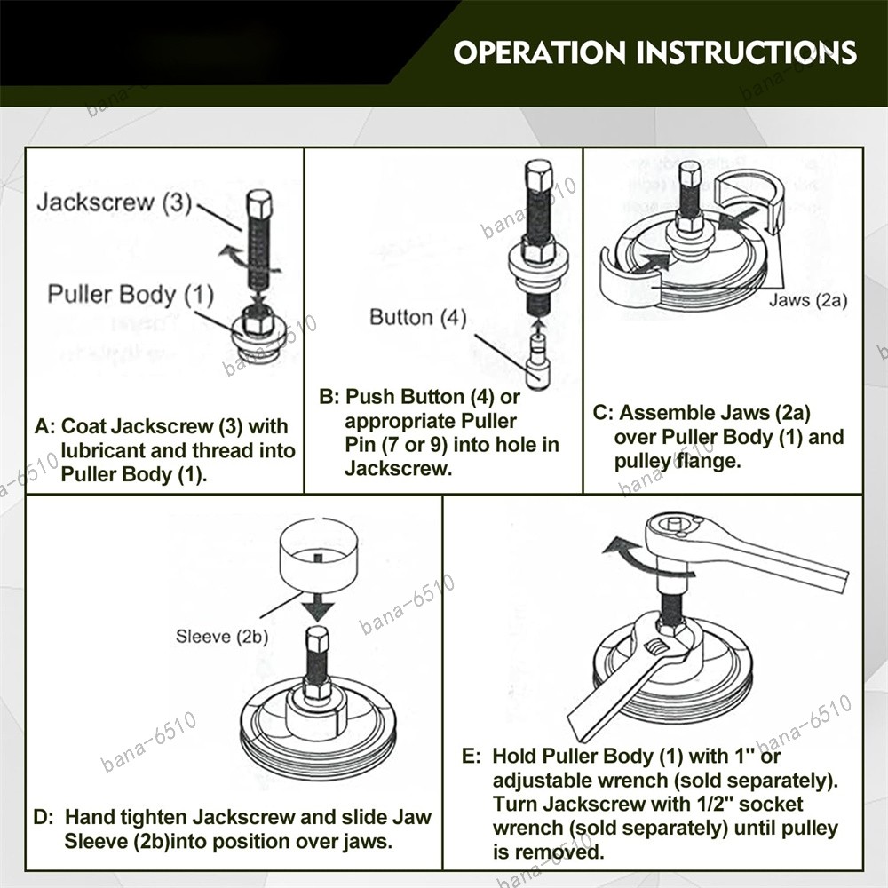 13PCS Power Steering Pump Pulley Puller Remover & Alternator Installer Tool Kit