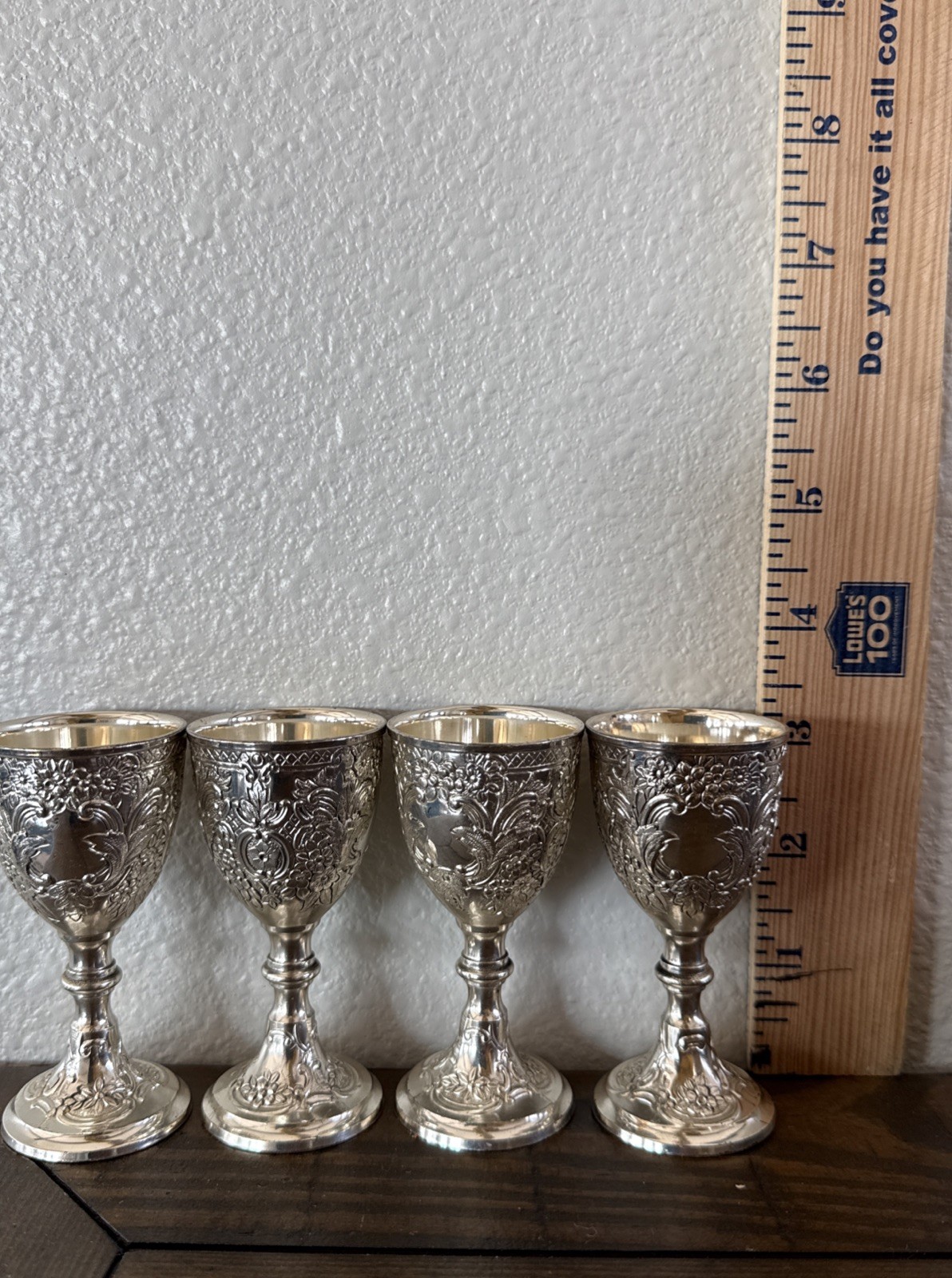 Corbell & Co. Mini Goblet Set of 4 Silver Plated Japan Barouque Design