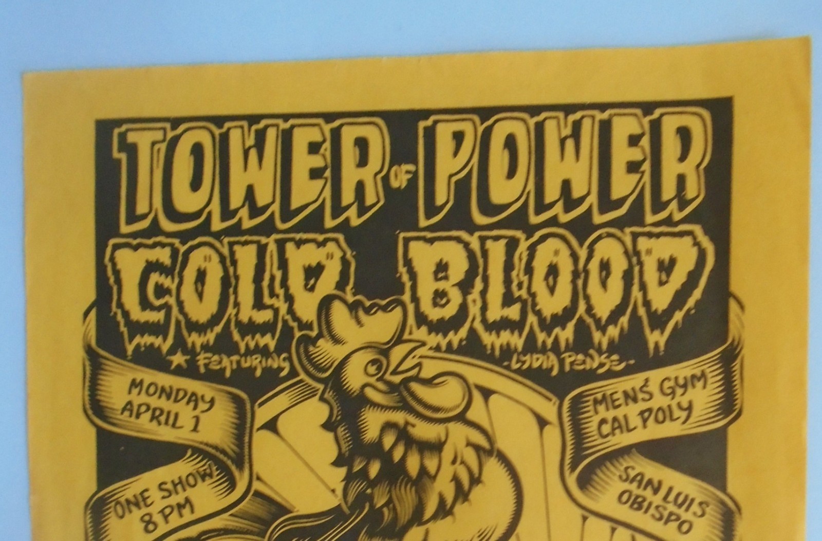 ORIGINAL CONCERT POSTER-TOWER OF POWER_COLD BLOOD-MENS GYM-SAN LUIS OBISPO-4-74