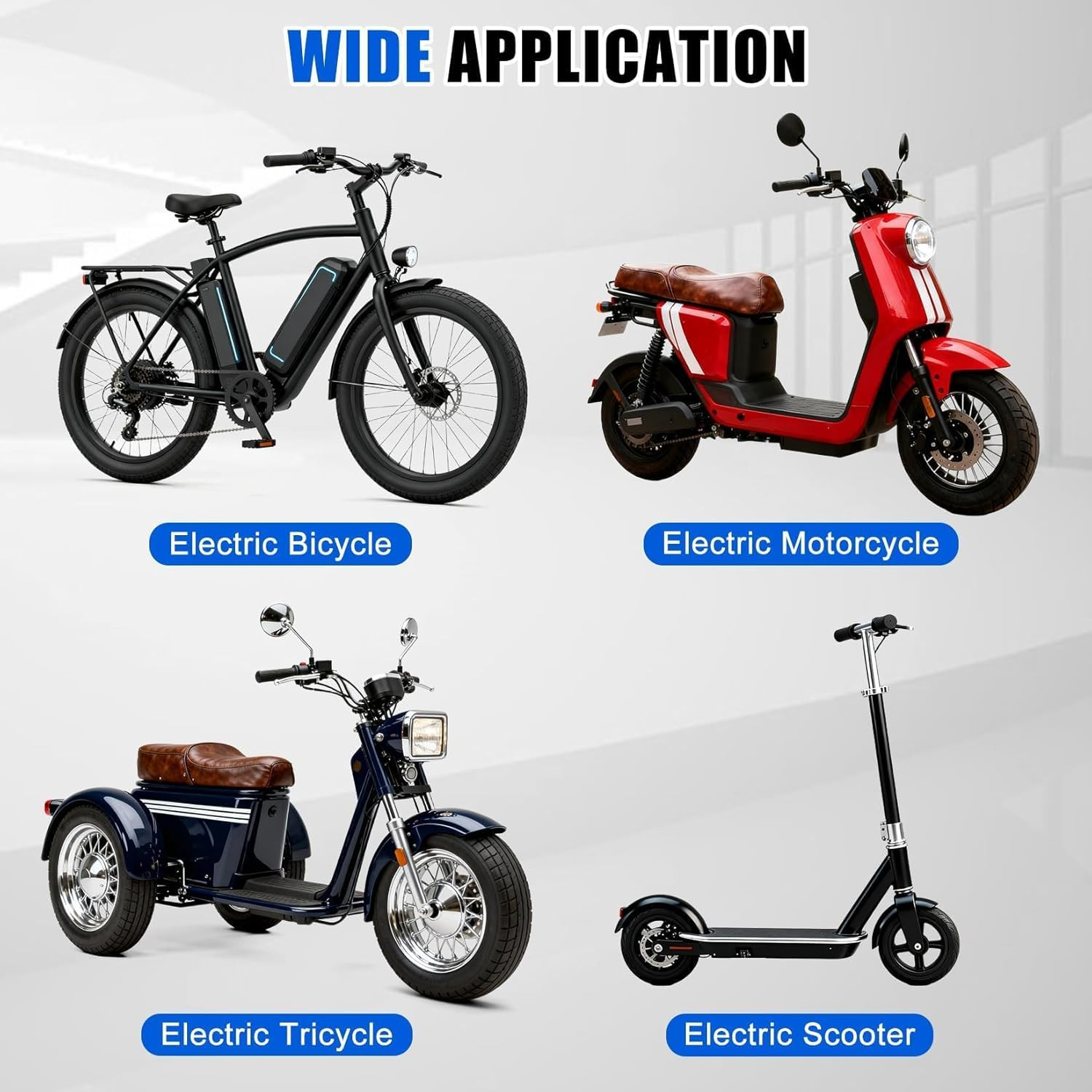 Full Twist Throttle Ebike, 12V-72V 3 Pin Full Twist Throttle for 22.2Mm Handleba