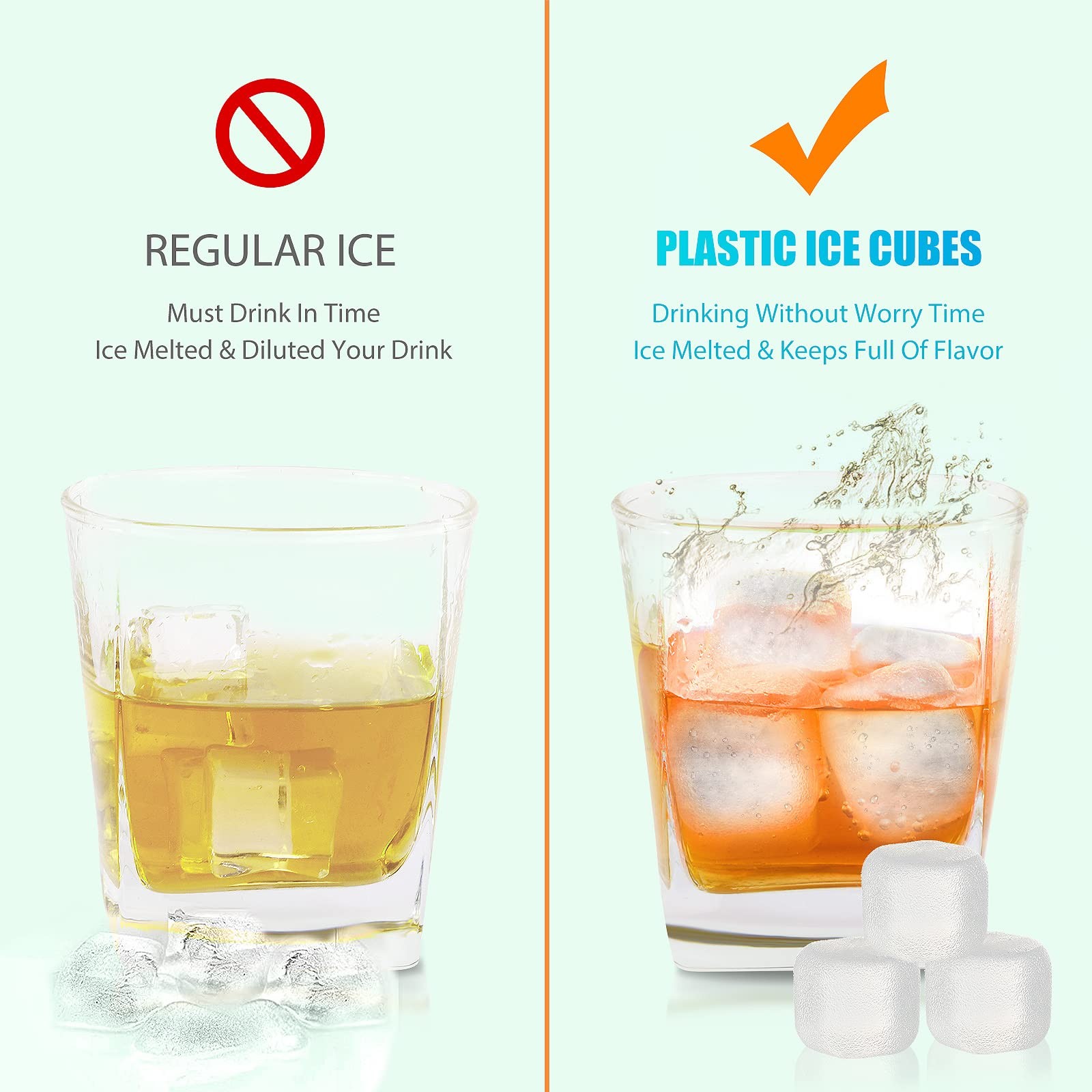 Reusable Ice Cubes for Drinks, 20 Pack Refreezable Plastic Ice Cubes BPA Free...