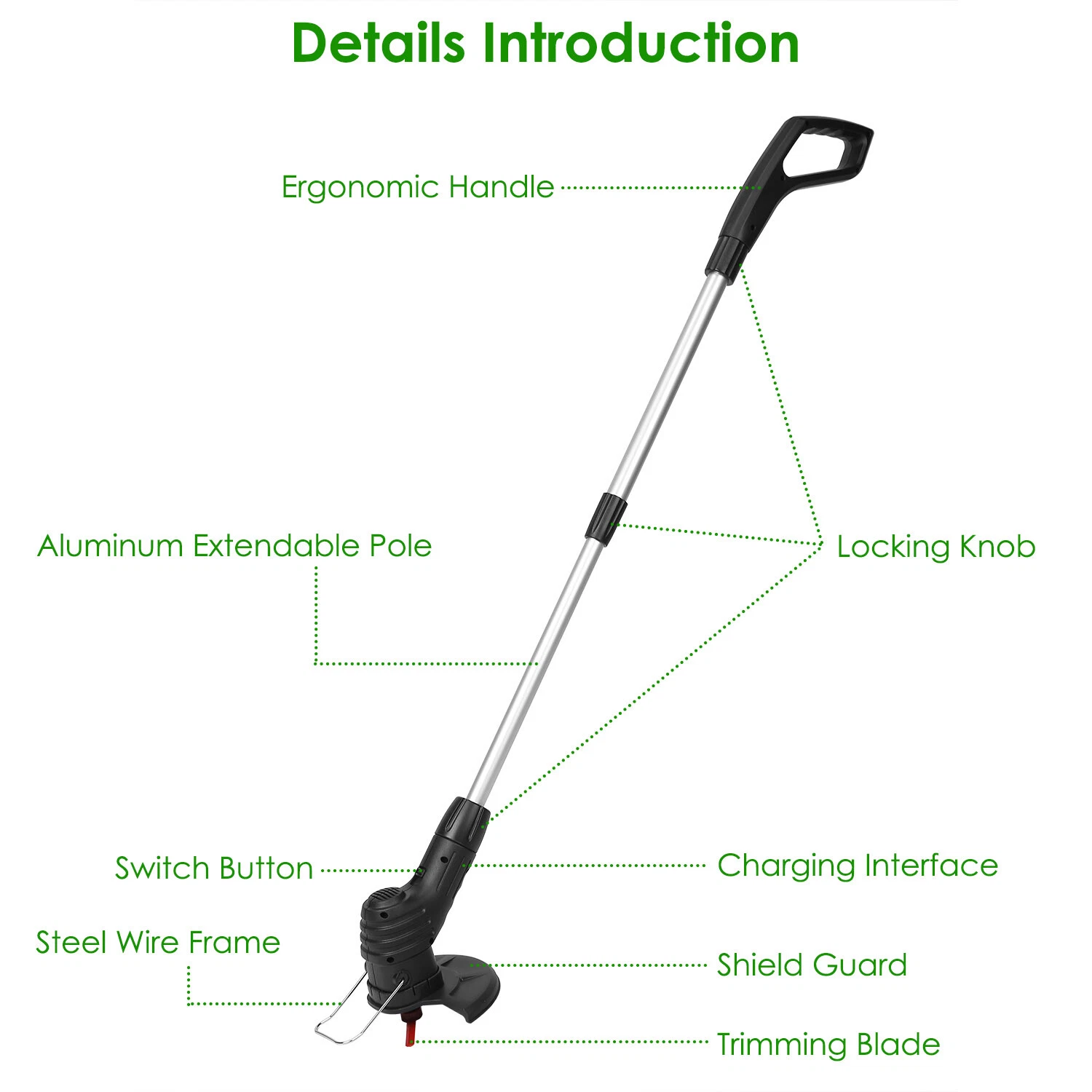 Extendable Electric Weed Lawn Eater Grass String Trimmer Mower Cordless Cutter
