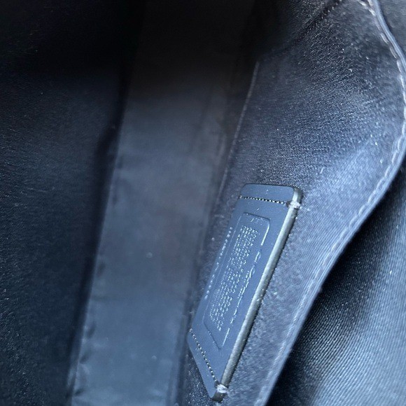 Coach Amelia Saddle Bag Navy Blue Signature Canvas Leather Crossbody C3593