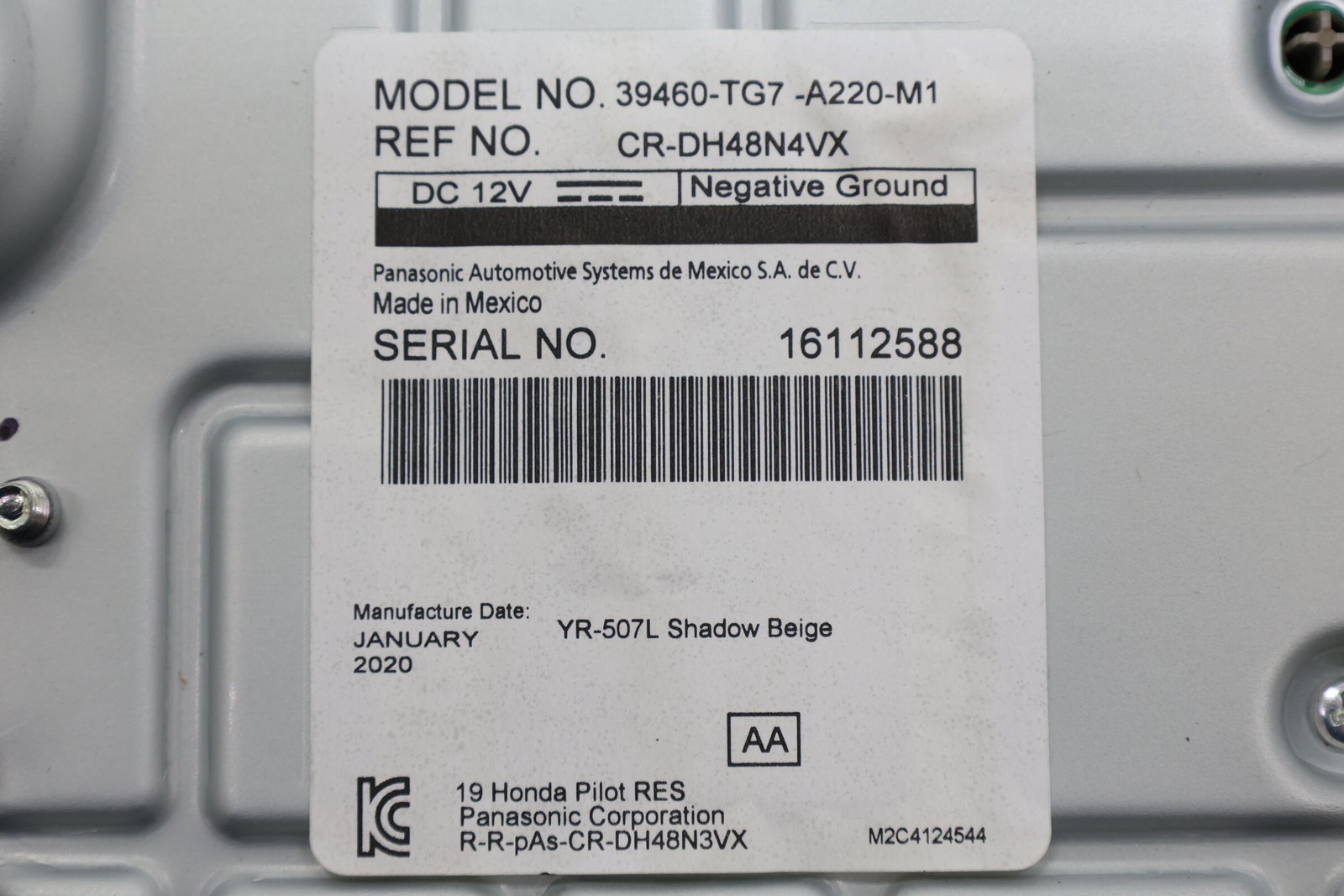 2019 - 2022 HONDA PILOT REAR OVERHEAD MONITOR SCREEN OEM 39460TG7A220M1 BEIGE_BE