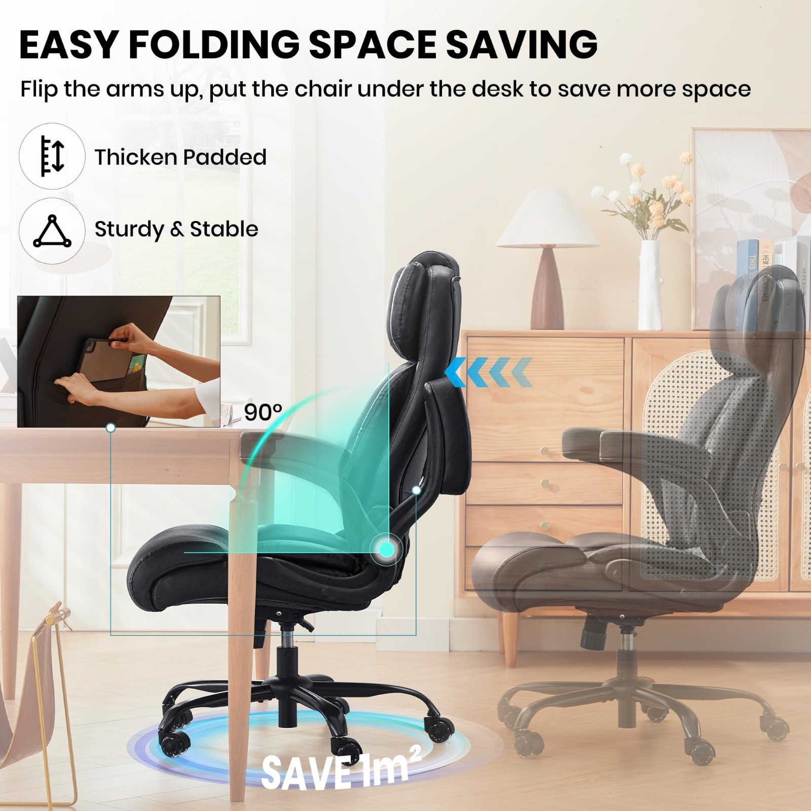 Big and Tall Office Chair 500lbs Computer Desk Chair Upgraded Rubber Wheels