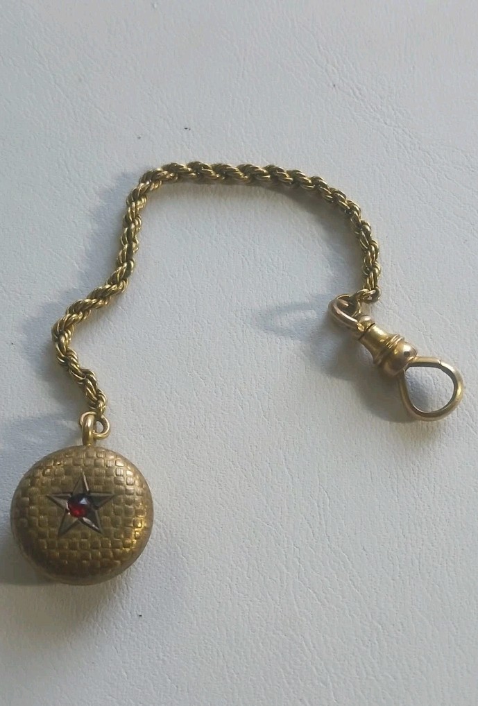 Antique 10 Kt. Yellow Gold and Bohemian Single Garnet Watch Fob