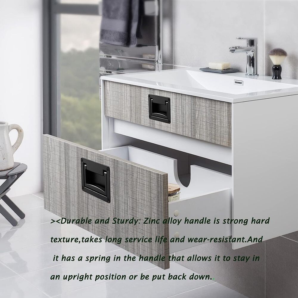 Zinc Alloy Recessed Pull Handle Container Handle Black Flush Lift Door 4.33" C77