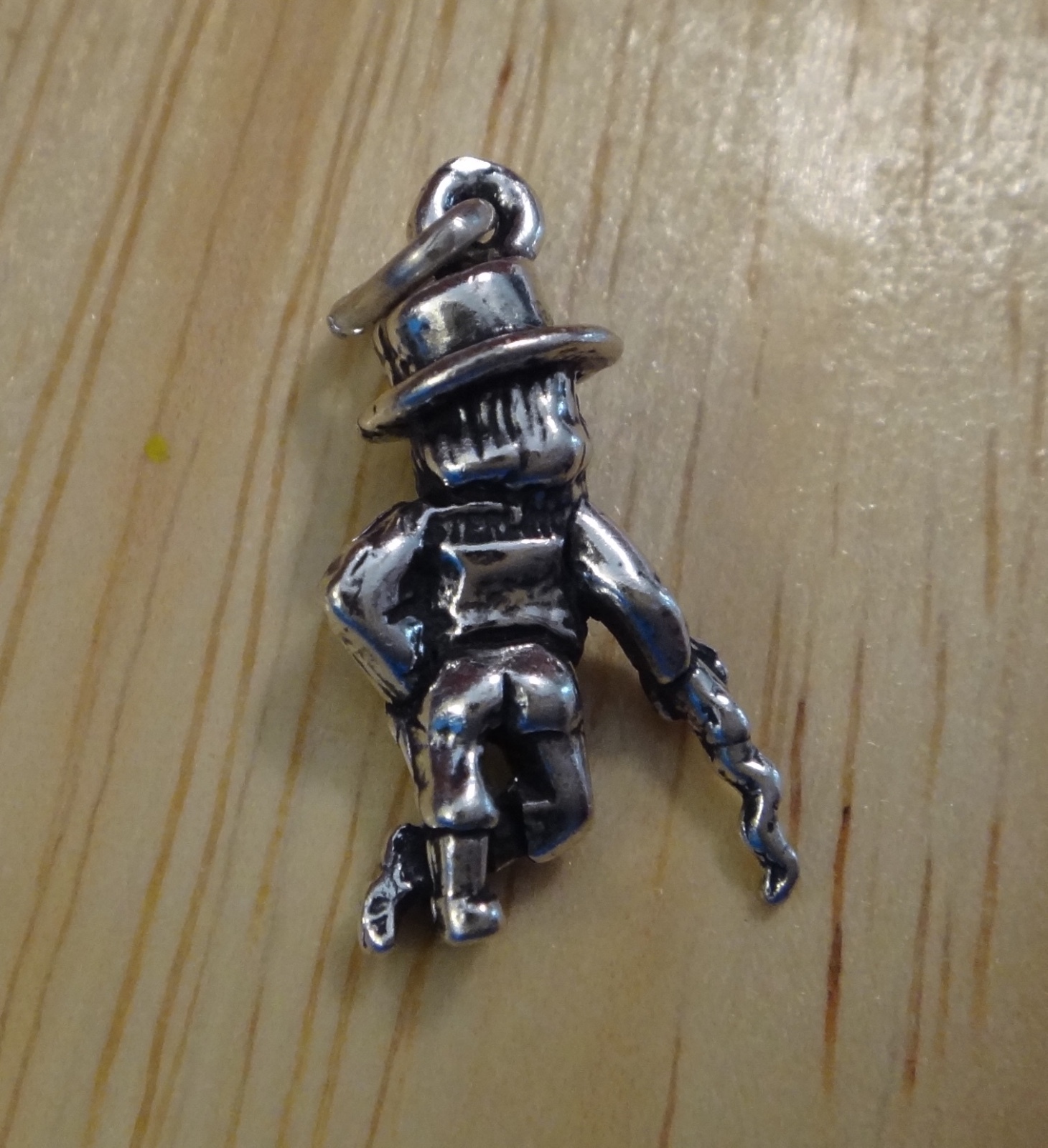 Sterling Silver 3D 20x10mm Leprechaun with Shamrock Hat and cane Irish Charm