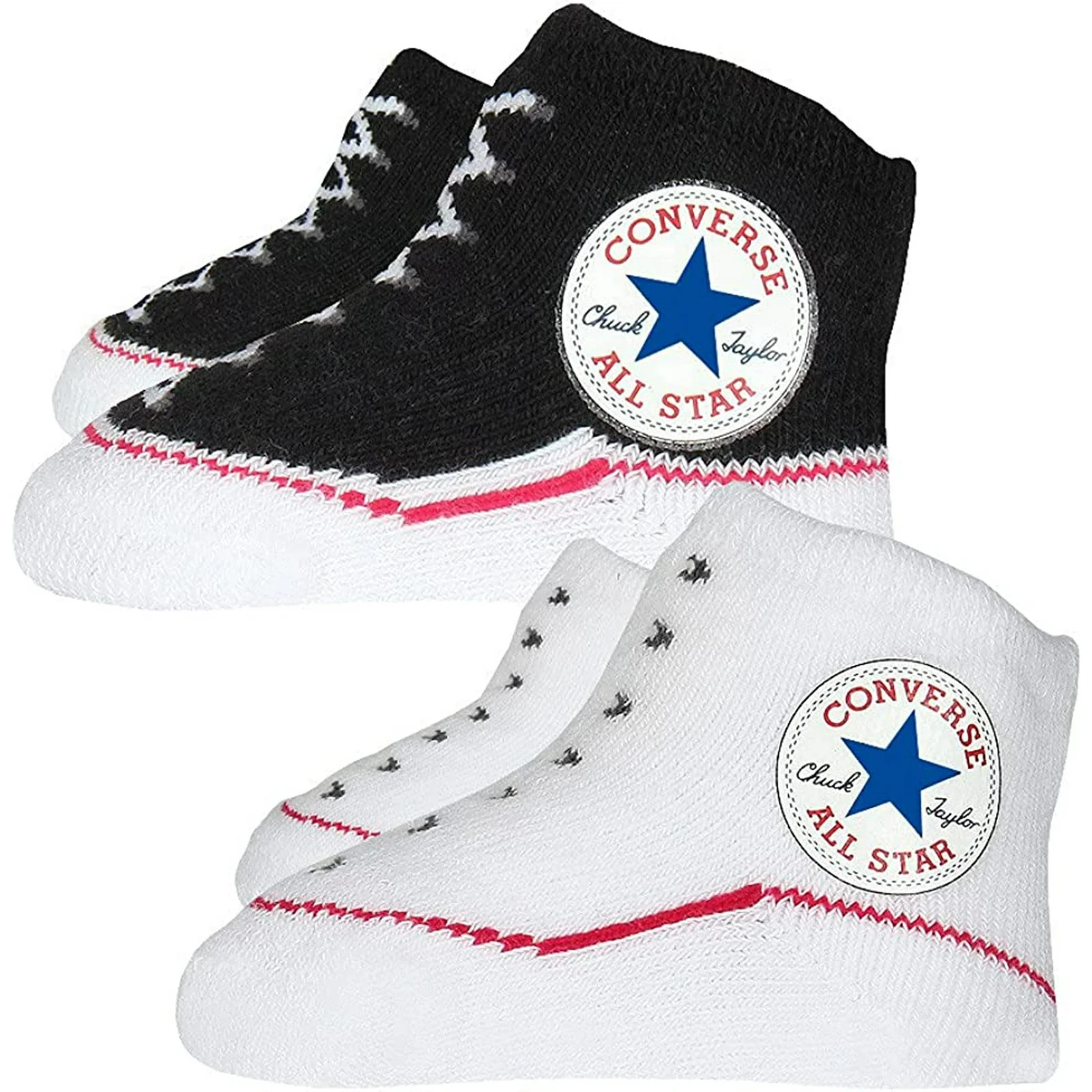 Converse Infant Baby Booties 2 Pack (Black & White, 0-6 Months) *NEW*