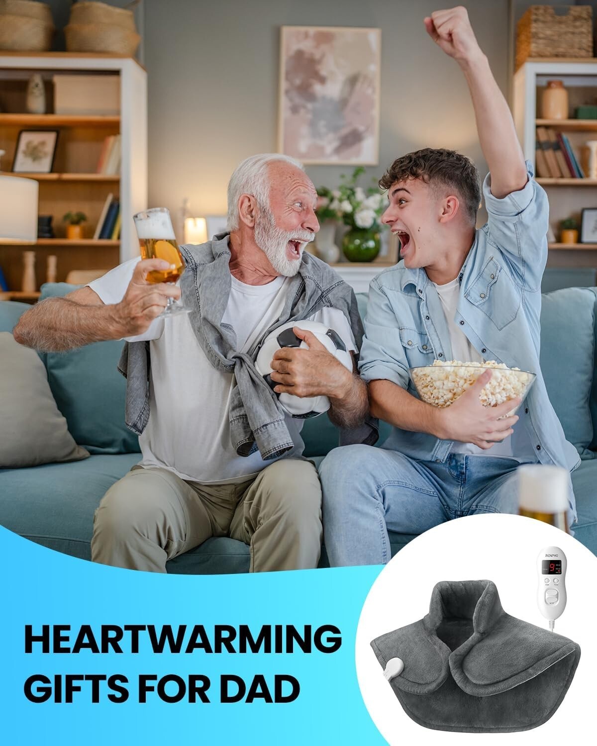 RENPHO Large Electric Heating Pad For Back, Shoulders, Neck 19"x 24" Xmas Gift