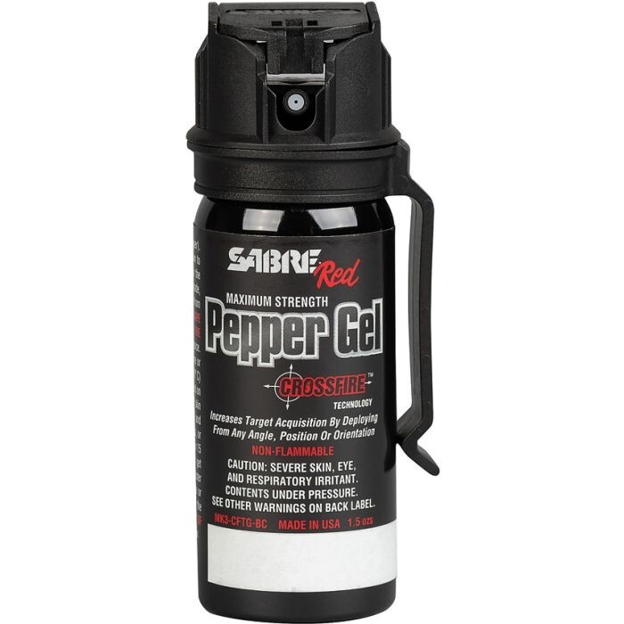 Sabre Crossfire Pepper Gel Max Strength With Belt Clip Deploys From Any Position