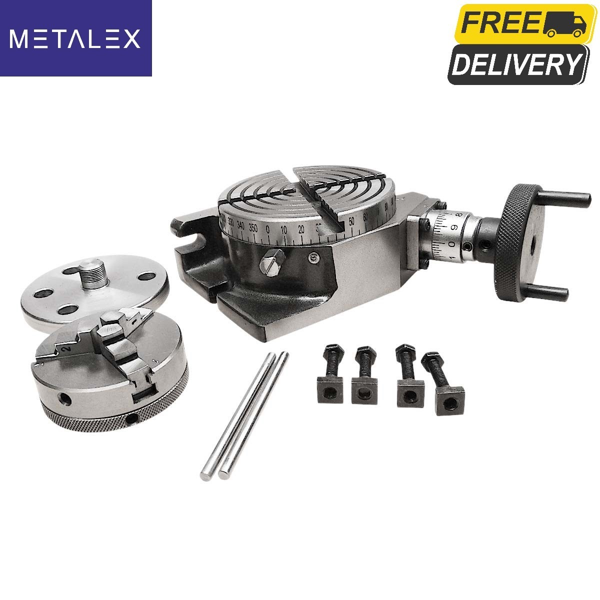 New Rotary Table Horizontal Vertical With 65mm 3 Jaw Lathe Chuck Backplate USA