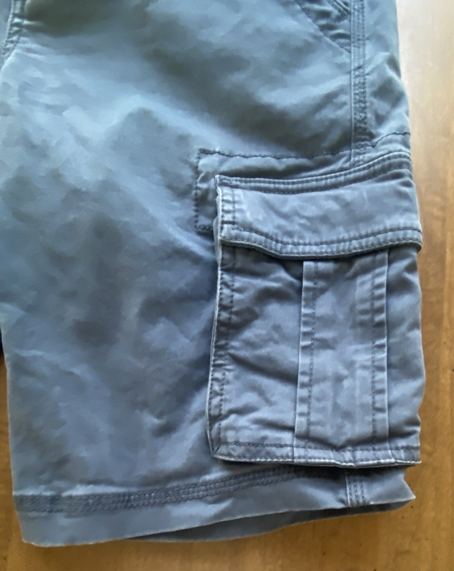 Gap Kids Size 14 Husky Blue Cargo Shorts & 14/16 Print Button Down Shirt Light