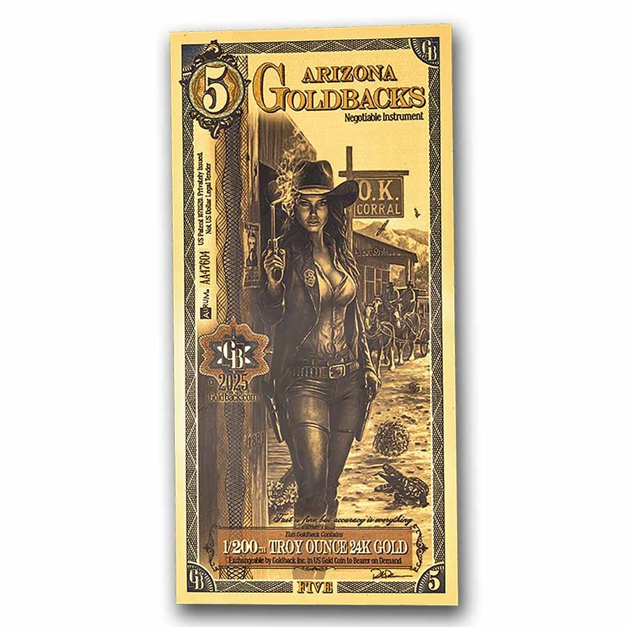 5 Arizona Goldback - Aurum Gold Foil Note (24k)