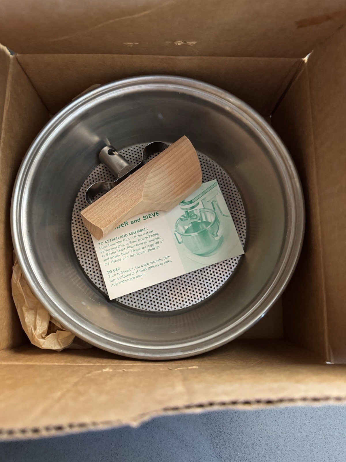 Vintage KitchenAid Hobart Colander & Sieve Food Strainer + Wooden Paddle Press