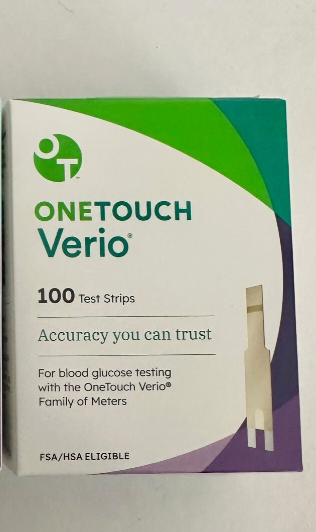 100 One Touch Verio Test Strips New Sealed Boxes. Exp 05/31/2027