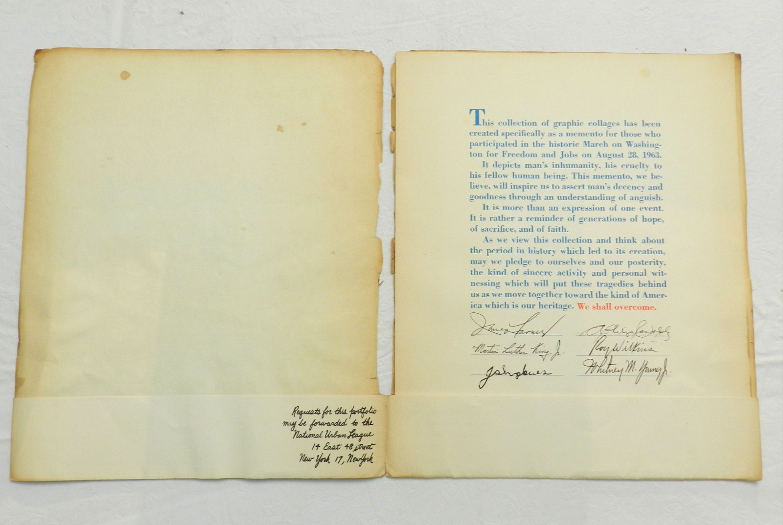 1963 March On Washington For Jobs.., "We Shall Overcome" Lo Monaco 5 Prints, VG