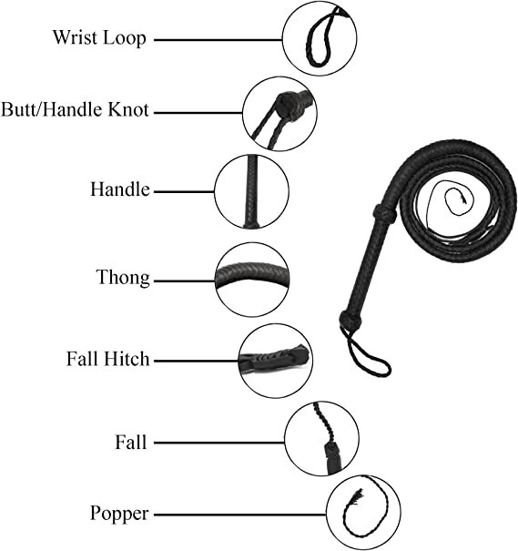 Real Cowhide Leather Bullwhip 04 to 08 Feet Long Handmade 12 Plaits Bullwhips