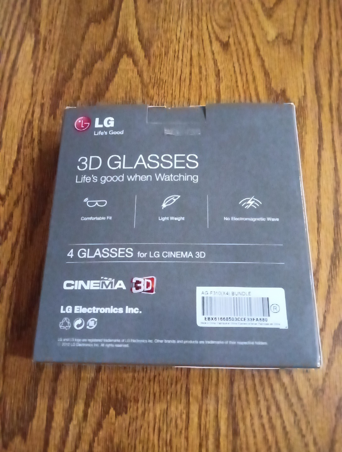 LG 3D Glasses For LG Cinema 3D TV Set of 4 AG-F310(X4) Bundle Black New Open Box