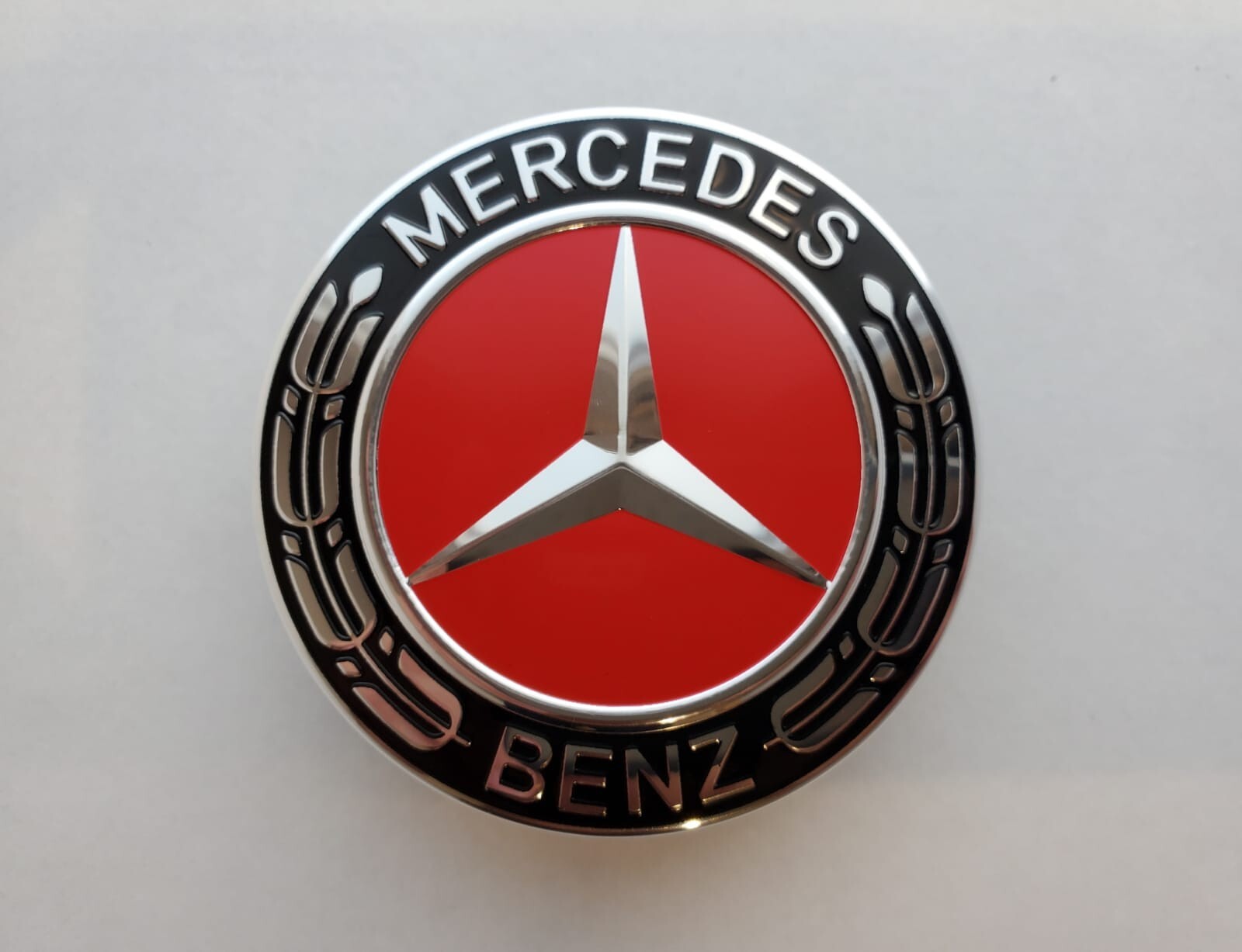 Set of 4 Mercedes Benz Center Caps Black-Red 2.95Inch/75mm Fits Most Models